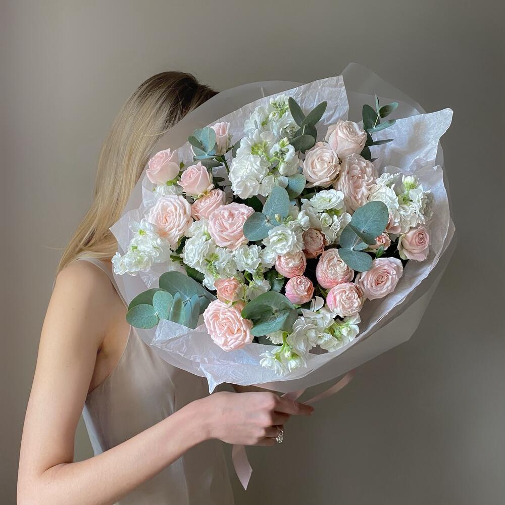 Spray Roses, Stock & Eucalyptus Signature Style Bouquet