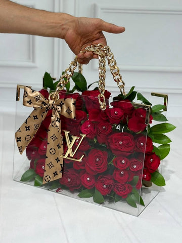 Red Roses Louis Vuitton Inspired Acrylic Handbag