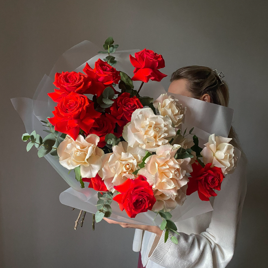 Ivory Roses & Red Roses